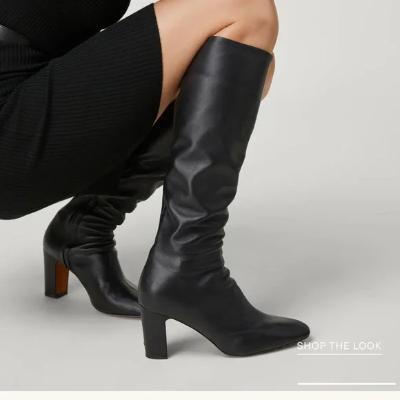 Rouje Black Leather Knee Boots - Picture 5 of 5
